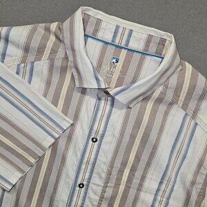 KÜHL D'Lux Men's Short Sleeve Button Down Shirt Sz S Striped Performance Tech